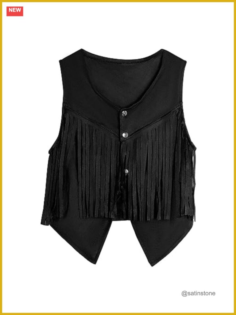 Pistha Faux Suede Fringe Vest - 70s Hippie Sleeveless Rivets Waistcoat Jacket